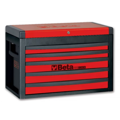 Skrzynia narzędziowa z pięcioma szufladami z blachy stalowej lakierowana czerwona pusta