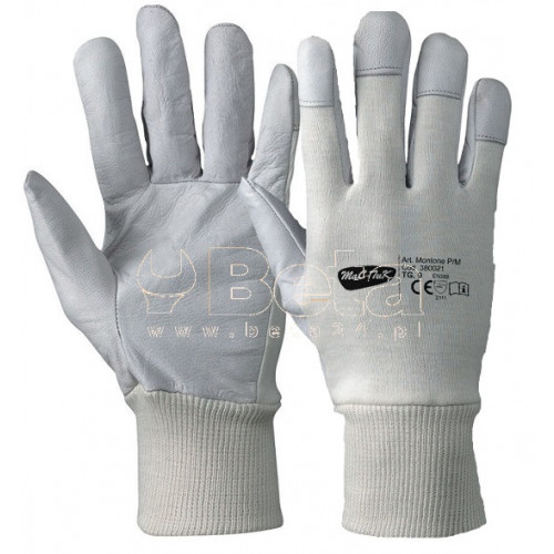 Rękawice białe ze skóry owczej i bawełny Montone MAC-TUK 380021