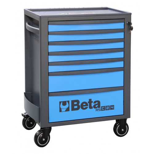 Wózek narzędziowy z siedmioma szufladami rsc24 z blachy stalowej lakierowany pusty niebieski ral7016/ral5015