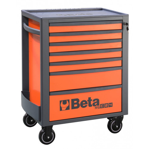 Wózek narzędziowy z siedmioma szufladami rsc24 z blachy stalowej lakierowany pusty pomarańczowy ral2011/ral2011