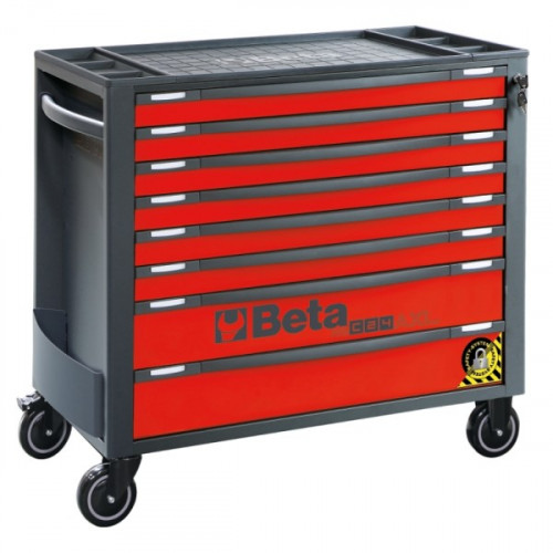 Wózek narzędziowy z ośmioma szufladami RSC24AXL z blachy stalowej lakierowany pusty czerwony ral7016/ral3000