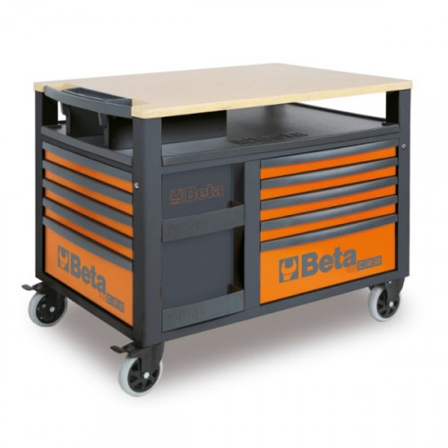 Wózek narzędziowy z dziesięcioma szufladami 2800/rsc28 z blachy stalowej lakierowany pusty szaro-pomarańczowy ral7016/ral2011